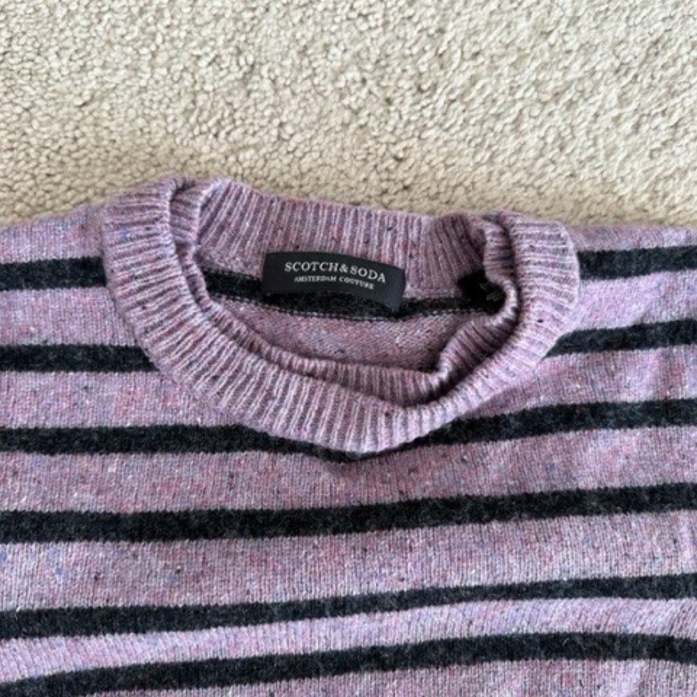 Like New Scotch & Soda Fashionable Purple and Black Wool Sweater